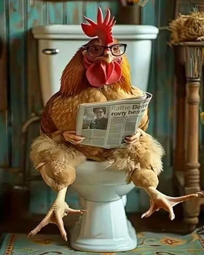 mrpwnle Paint by Numbers Kit for Adults, Chicken Paint by Numbers Kits | Funny Rooster Adult Paint by Number Kits on Canvas, DIY Acrylic Oil Easy Painting by Numbers for Home Wall Decor 16X20 inch - color: Rooster, size: 15.7x19.7in(40x50cm)