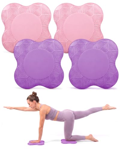 2-4 Pack Yoga Knee Pads, TPE Cushion for Pilates Exercise - color: Pink Purple