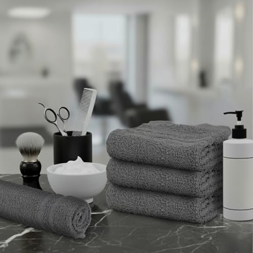 Salon Towels – 50 Pack Grey Hand Towels 100% Cotton Spa Towels – 16x27 inches Highly Absorbable Facial Towels Gym Towels Hair Towels and Face Towels Bulk Small Towels (Not Bleach Proof) - color: Grey, size: HAND TOWEL PACK OF 50 16X27
