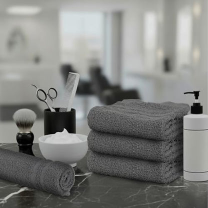 Salon Towels – 50 Pack Grey Hand Towels 100% Cotton Spa Towels – 16x27 inches Highly Absorbable Facial Towels Gym Towels Hair Towels and Face Towels Bulk Small Towels (Not Bleach Proof) - color: Grey, size: HAND TOWEL PACK OF 50 16X27