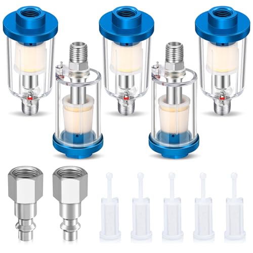 Air Compressor Oil Water Separator Filter,1/4'' NPT Inlet and Outlet Airbrush Filter Moisture Oil Water Separator for Spray Paint Air Line Compressor Fitting (12)