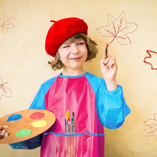 Zkptops Kid Art Smocks Waterproof Kids Painting Aprons Toddler Art Smock Kids Paint Smock with Long Sleeve 3 Roomy Pockets for Age 3-7 Years(Pink) - color: Y 1 Pack Pink