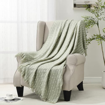 BOURINA Faux Throw Blanket, Soft Sofa Bed Blanket, Sage Green 50x60 inch - color: Sage Green