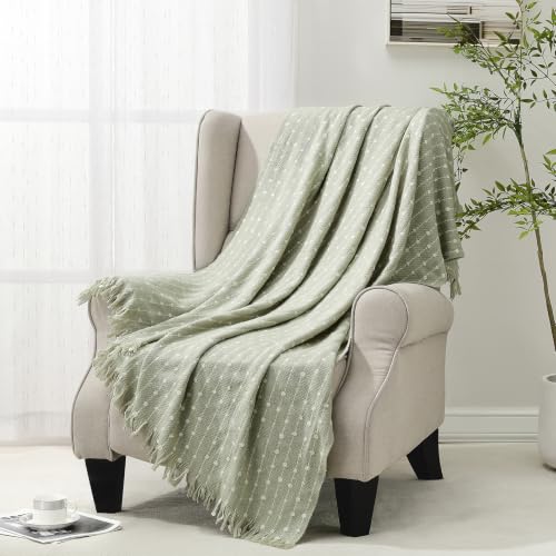 BOURINA Faux Throw Blanket, Soft Sofa Bed Blanket, Sage Green 50x60 inch - color: Sage Green