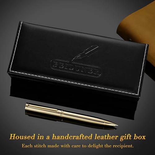 BEILUNER Gold Gel Pen, Stunning Luxury Pens with 24K Gold Plating, Black Ink Refill, Executive Gift Set for Family & Friends, Writing, Fancy, Office, Retractable, Graduation Gifts, Nice Designer Pens - color: Gold