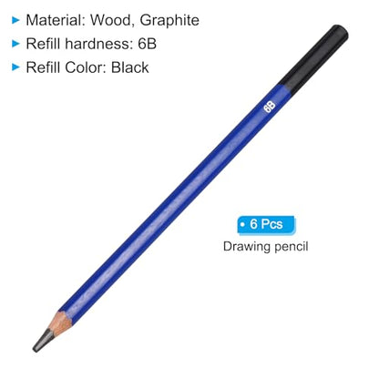 PATIKIL 6B Drawing Pencils for Sketching, 6PCS Sketch Pencils for Drawing Art Pencils Graphite Wood Pre-sharpened for Drawing Sketching Artists, 6B Pencils - size: 1 Count (Pack of 1), style: 6B