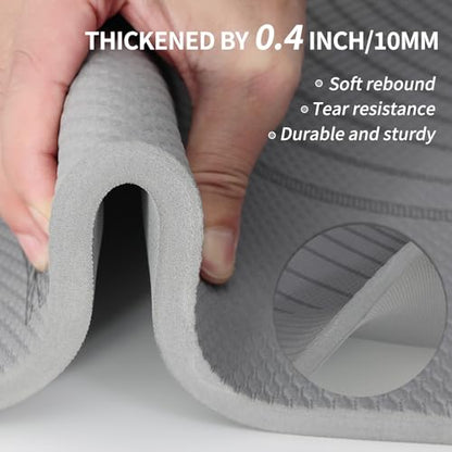 PAIDU Large Yoga Mat 72"x36"x10mm Non-Slip Exercise Mat for Home Gym Studio - color: Gray