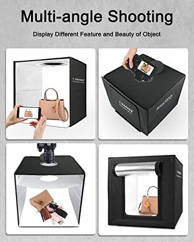 Photo Light Box 16x16 inch, Professional Light Box for Product Photography with Upgraded 18W Dimmable 160 LEDs, USB-C Power, and 8 Backdrops for Jewelry, Food & Small Item Shooting - size: 16 inches