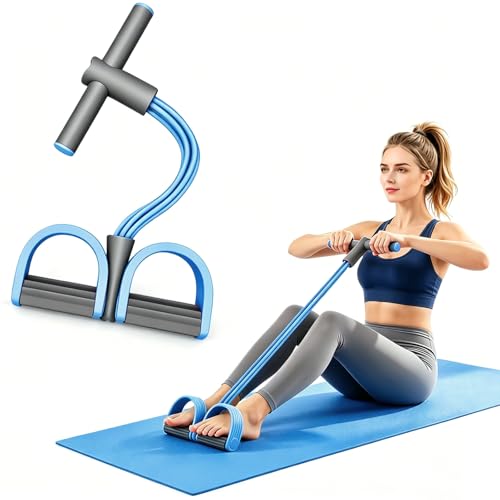 Pedal Resistance Band with Handle,4/6/8 Resistance Levels Elastic Pull Rope, Portable Fitness Bands for Leg Butt Training, Home Gym, Yoga, Pilates - size: 4 Levels（Blue ）