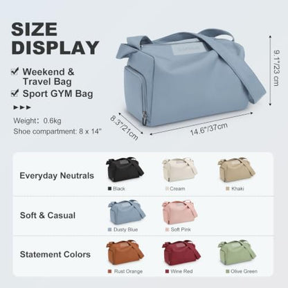 Womens Mini Gym Bag with Shoe Compartment 20L, Dusty Blue - color: Dusty Blue