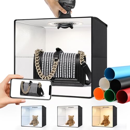 Portable Photo Studio Light Box,16"x16" Professional Dimmable Shooting Tent Kit with 120 LED Lights & 6 Backdrops for Jewelry and Small Items Product Photography - size: 16x16inch