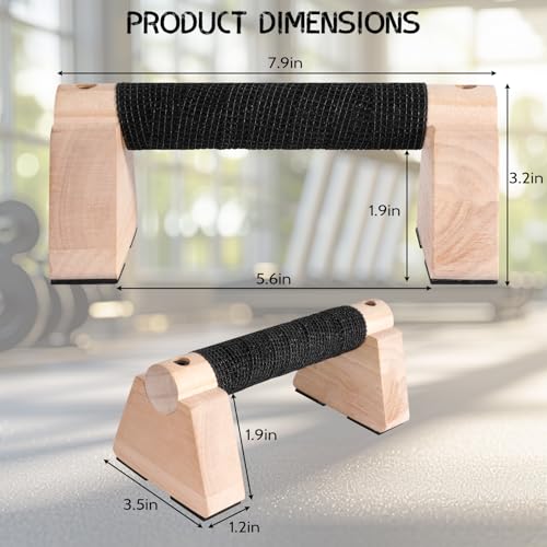 Wooden Parallettes Bars, Calisthenics Equipment for Handstand Training | 30CM Push Up Bars & Strength Training, Oak Wood Parallel Bar, Non-Slip Base for Handstand Blocks, Pushup Handles & Planks