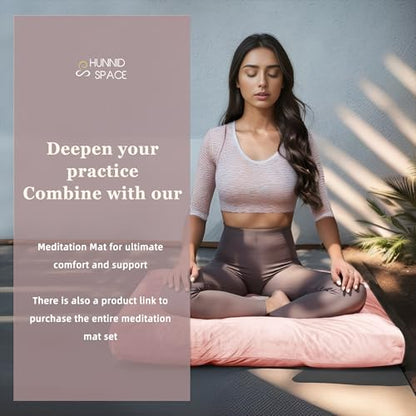 Meditation Cushion Set Zafu & Zabuton – Buckwheat Hull & Memory Foam, Adjustable Floor Pillow for Yoga, Meditation & Sitting, Removable Velvet Cover (Blush Pink) - color: Blush Pink