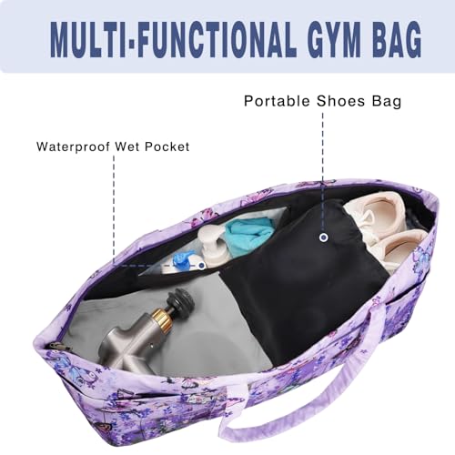 Yoga Mat Bag Yoga Mat Carrier with Shoes Compartment & Wet Pocket Pilates Bag with Zipper Pockets & Yoga Mat Holder Strap Yoga Bags and Carriers Fits All Your Stuff - color: Butterfly
