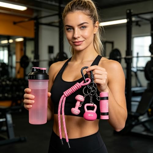 Fitness Keychain Barbell Dumbbell Keychain Bag Purse Charms Gym Lovers Fitness Enthusiast Gift Bag backpack Charms - color: Pink-yoga