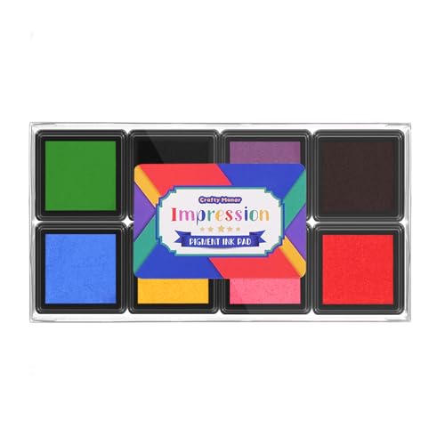 CraftyManor Mini 8 Color Pigment Ink Pads for Stamps, Fingerprint InkPads, Stamp Pad for Scrapbook Paper & Wood & Clothing & Letter & Archival - color: 8 Color