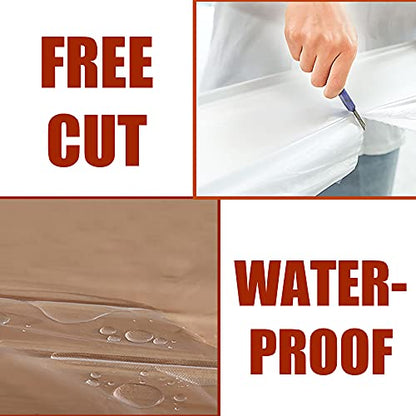 10 Pieces Plastic Drop Sheets for Painting, Waterproof and Dust-Proof Clear Cloth for Furniture Cover, 9x12 Feet Tarps - size: 10 Pieces