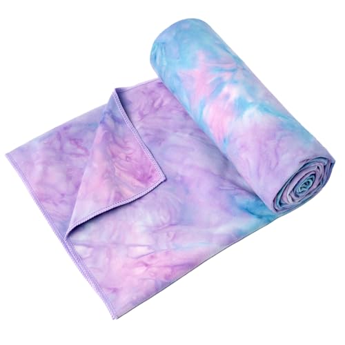 Eunzel Hot Yoga Towel Non Slip Yoga Mat Towel Non-Slip Sweat Absorbent Microfiber Towel for Hot Yoga, Pilates and Workout 72" x 26.5", Purple & Green - color: Purple & Green