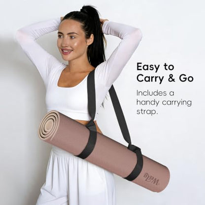 WEILA Extra Thick 10mm Yoga Mat,76"x28" Dual-Color TPE with Carry Strap - color: Brown & Apricot
