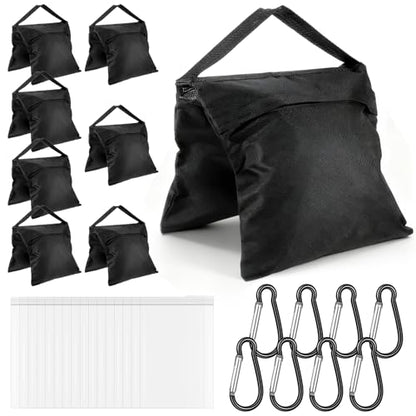 8 Pack Heavy Duty Sandbags with Clips, 20"x9.6" Oxford Cloth Weight Bags for Photography Studio Light Stand, Canopy, Tripod & Outdoor Tent