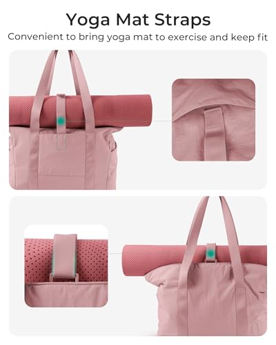 BAGSMART Gym Tote Bag for Women, 24L/28L Travel Tote Yoga Mat Bag - color: Dark Pink, size: Small