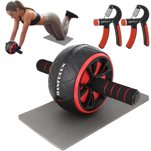 Ab Roller Wheel, Ab Workout Equipment for Abdominal & Core Strength Training, Home Gym Fitness Exercise Wheels for Women Men, with 2 Grip Strength Trainer & Knee Pad Accessories