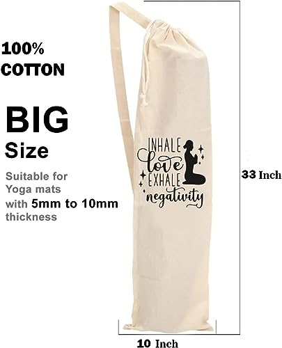Mayatra's Organic Large Yoga Mat Tote Bag Cover -100% Cotton Lightweight,Washable Yoga Dust Bag With Adjustable Strap Unisex - color: Love