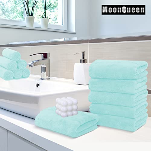 MOONQUEEN 6 Pack Premium Hand Towels - Quick Drying - Microfiber Coral Velvet Highly Absorbent Towels - Multipurpose Use as Hotel, Bathroom, Shower, Spa, Hand Towel 16 x 28 inches(Frozen Blue) - color: Frozen Blue, size: Hand Towels - 6 Pack