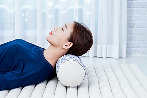 Leewadee Small Yoga Bolster – Shape-Retaining Cervical Neck Roll, Tube Pillow for Comfortable Reading, Kapok Filling, 22 x 6 x 6 inches - color: El1 - Blue