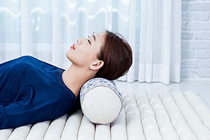 Leewadee Small Yoga Bolster – Shape-Retaining Cervical Neck Roll, Tube Pillow for Comfortable Reading, Kapok Filling, 22 x 6 x 6 inches - color: El1 - Blue