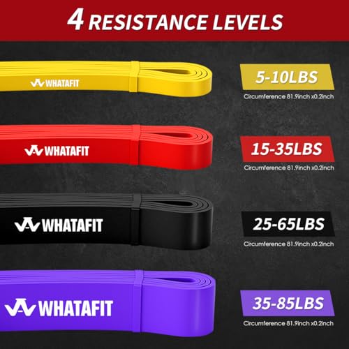WHATAFIT Resistance Bands, 5 Level Pull Up Assistance Bands for Working Out - color: 2.3-38.6kg(5-85파운드) 컬러풀
