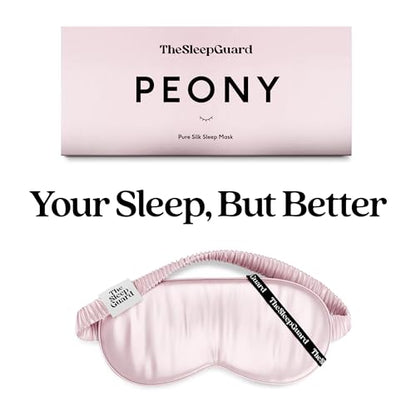 TheSleepGuard Pure Silk Sleep Mask [100% 6A Mulberry Silk, 22 Momme] Light Blocking Travel Essentials. Eye Masks for Sleeping. Black Oeko-Tex Blindfold. Eye Covers for Men & Women - color: Peony Pink