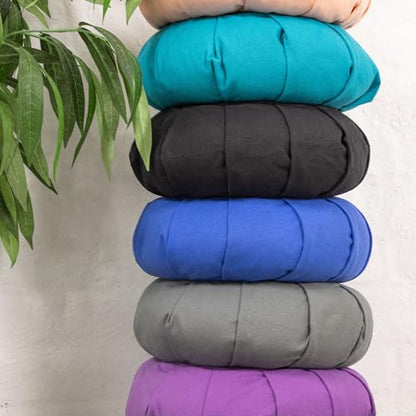 Myga Zafu Yoga Meditation Cushion with Washable Cover - Floor Cushion Pillow with Natural Buckwheat Filling - Soft Round Cotton Design for Meditating or Pranayama Exercises - color: Black