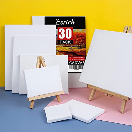 30 Pack Canvases for Painting with 4x4“, 5x7”, 8x10“, 9x12”, 11x14“, 12x16”, Painting Canvas for Oil & Acrylic Paint - size: 30 Packs - 6Sizes(5 of Each)