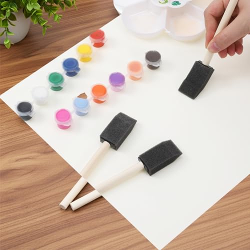 Thinp 1" Foam Paint Brushes, 5 Pcs Sponge Paint Brush Lightweight & Durable Foam Brushes Sponge Brush for Painting Craft Staining Varnish Touch Up (Black)