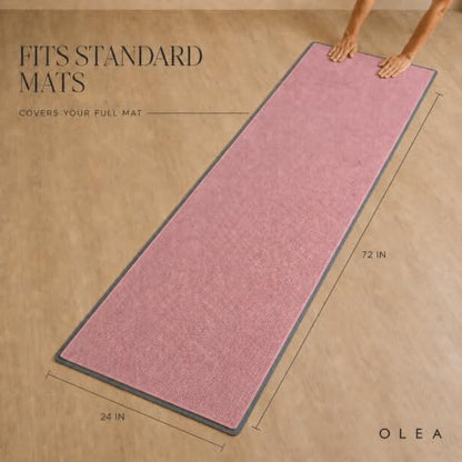 Olea Pilates Mat Towel, Designed for Pilates, Non-Slip Grip, 72x24, Pink