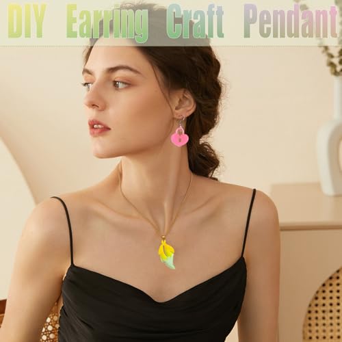 XYQHOAC 4 PCS Resin Mold Earring Silicone Molds Jewelry Mold Casting Epoxy Mold Leaf Earring Molds with Hole for DIY Necklace Keychain Jewelry Making