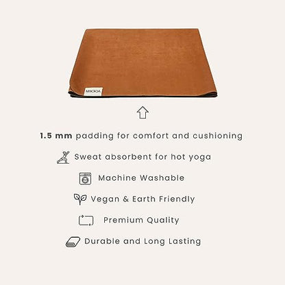 Travel Yoga Mat 1.5mm | Foldable, Lightweight Mat | Use for Travel, Backpacking, Yoga Retreat, Outdoors, Gym, Pilates, Machine Washable, Eco-Friendly - color: Orange