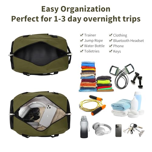 Small Gym Bag 18 inch Carry On Duffel Bag for Weekender Travel - Olive Green - color: Olive Green, size: 18inch