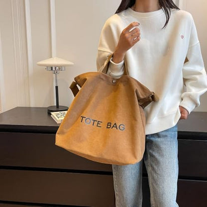 Canvas Retro Tote Bag - Large Capacity Commuter Handbag and Shoulder Bag - color: Coffee