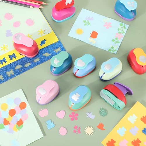 Harloon 10 Pcs Craft Hole Punch Shapes 1 Inch Paper Punch Hole Mix Shapes Cutters for Paper Crafting Scrapbooking Office Supplies(Rich) - style: Rich