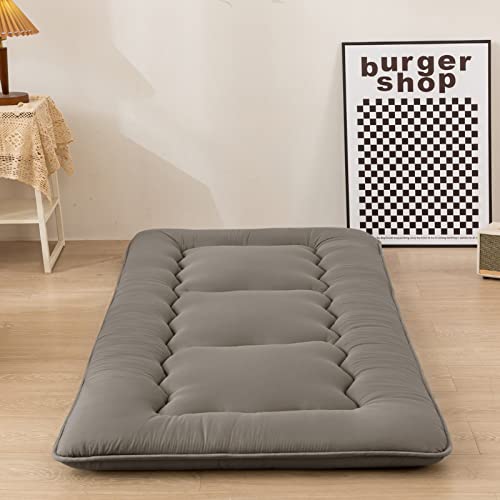 MAXYOYO Japanese Floor Mattress 4" Thick Cot Size Foldable Futon Mattress - color: Charcoal Grey, size: Cot