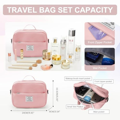 Gym Bag Womens with Shoes Compartment Travel Duffel Bag Pink - color: B2-Pink+Toiletry Bag