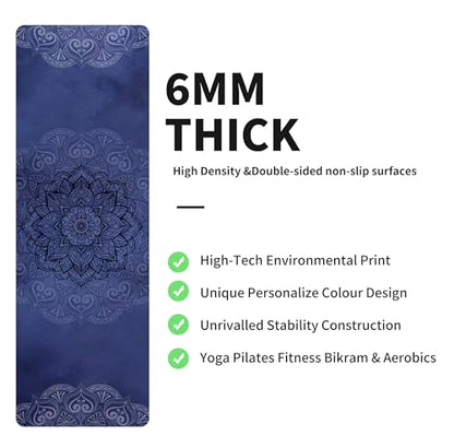 nuveti Yoga Mat Print Extra Thick TPE Non Slip Fitness Exercise Mat with Carrying Bag,72"x24" Extra Thick 6MM Exercise & Workout Mat for Yoga, Pilates Fitness and Floor Exercises - color: ManTuoLuo6