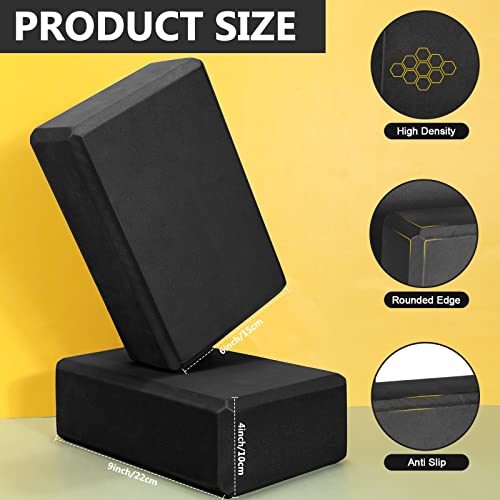 Lenwen 30 Pieces Black Yoga Blocks EVA Foam Non Slip High Density Blocks