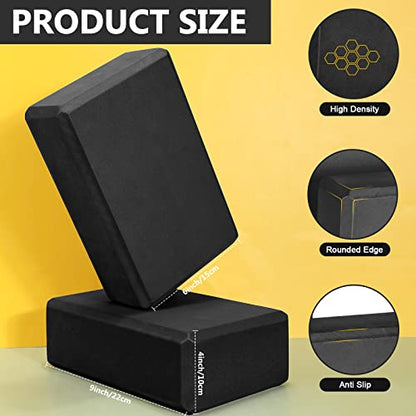 Lenwen 30 Pieces Black Yoga Blocks EVA Foam Non Slip High Density Blocks