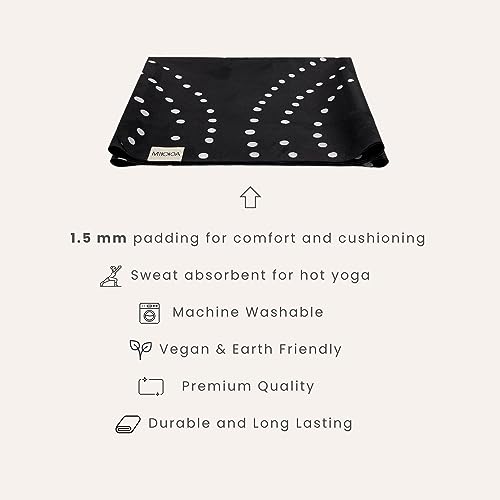 Travel Yoga Mat 1.5mm | Foldable, Lightweight Mat | Use for Travel, Backpacking, Yoga Retreat, Outdoors, Gym, Pilates, Machine Washable, Eco-Friendly - color: Black