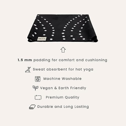 Travel Yoga Mat 1.5mm | Foldable, Lightweight Mat | Use for Travel, Backpacking, Yoga Retreat, Outdoors, Gym, Pilates, Machine Washable, Eco-Friendly - color: Black