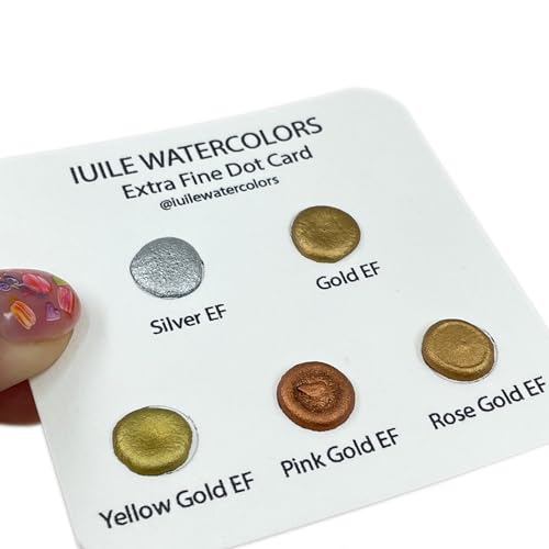 IUILE Handmade Watercolor Paints - Extra Fine Dot Card (5 colors). Metallic, Shiny, Shimmer - color: Extra Fine Dot