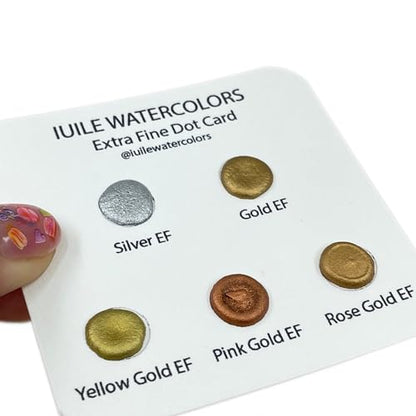 IUILE Handmade Watercolor Paints - Extra Fine Dot Card (5 colors). Metallic, Shiny, Shimmer - color: Extra Fine Dot